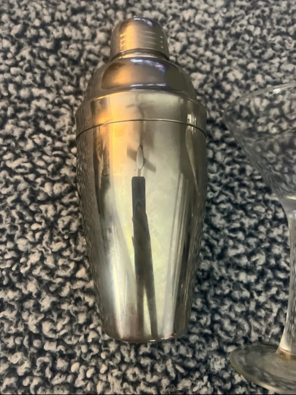 Vintage-Inspired stainless steel /silver plated Cocktail Shaker & 2 glasses